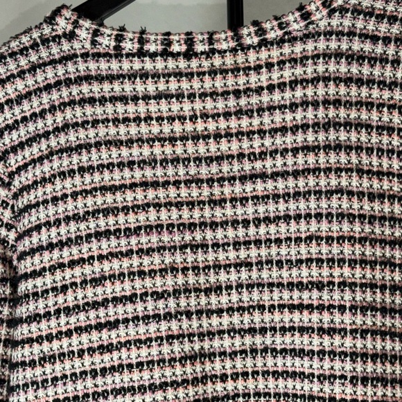 Zara Black and Pink Striped Tweed Knit Cardigan Dress NWT Size Small - Picture 9 of 12
